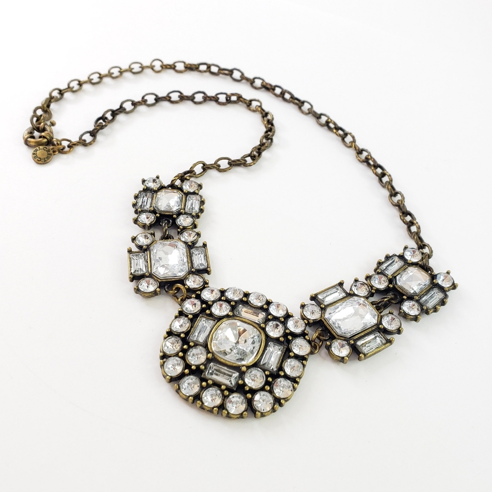 J. Crew Gold Tone Rhinestone Statement Necklace - Picture 2 of 8